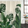 thumbnail image 4 of 66x72 Inch Shower Curtains for Bathroom, Monstera Leaves Fabric Bath Curtain Decor, Summer Green Tropical Plants Leaf Beige Waterproof Restroom Curtains Shower Set Accessories with 12 Hooks 66 Inch, 4 of 7
