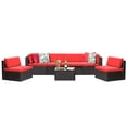 thumbnail image 2 of Vineego 7 Pieces Outdoor Patio Furniture Sets Wicker Sectional Sofa All-Weather PE Rattan Conversation Sets, Red, 2 of 7