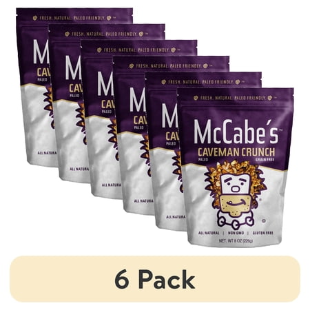 (6 pack) McCabe's Caveman Crunch Granola, Grain Free, Gluten Free, Almond Cashew, 8 oz