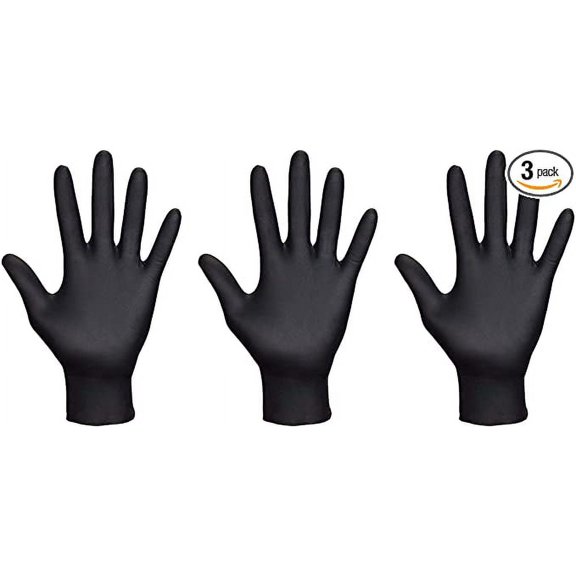 SAS Safety (3 Pack) 66517 Raven Powder-Free Nitrile Gloves, Black, Medium(3 inner of 100pcs)