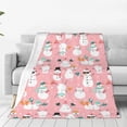 thumbnail image 1 of Fotbe Cute Pink Snowman Cat Manta de Franela Acolchonada con Estampado, Súper Suave y Esponjosa, Extra Grande para Sofá, Cama, Uso Todo el Año-60"x50", 1 of 7