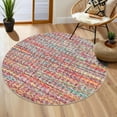 thumbnail image 2 of FairOnly Multicolor 4'x4' Contemporary Non Slip Rount Area Rug for Bedroom Stain Resistant Low Pile Herringbone Pattern Soft Floor Rug for Living Room Kitchen, 2 of 7