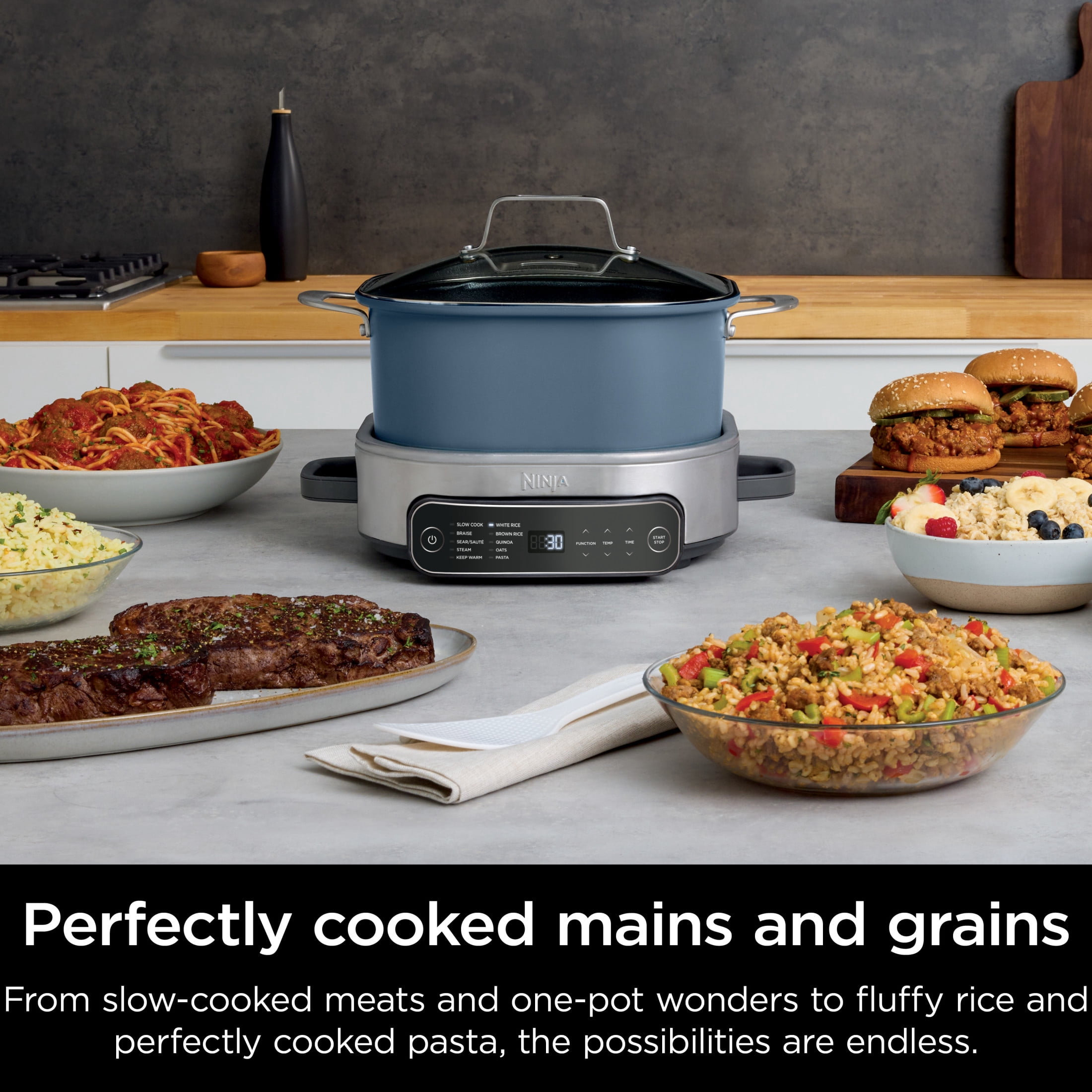 Ninja 10-in-1 Everyday PossibleCooker PRO 6.5 Qt Multi-Cooker, Slow Cook, Dutch Oven, Rice Cooker, MC1100A Blue