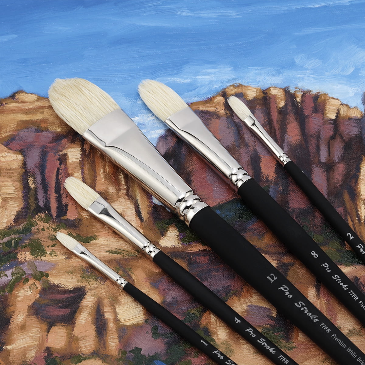 Creative Mark Pro Stroke Premium White Chungking Hog Bristle Artist Paint Brush -Filbert # 20 - 2 Pack -Natural Bristle Brush w/ Great Control Suitable for Oils, Watercolors, Acrylics, Alkyds, Caseins