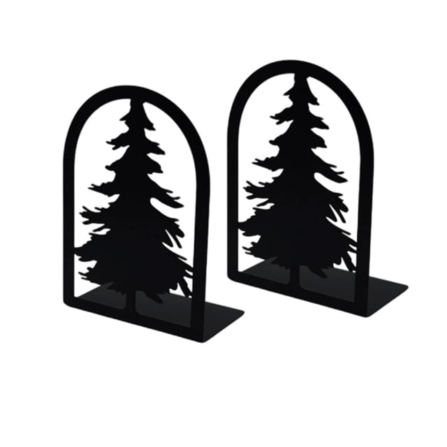 SLYNSHome Book Ends Tree Design Bookends for Shelves,Black Non-Skid Book Holder Decorative Book Stopper for Home
