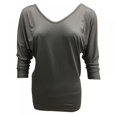 thumbnail image 2 of Women's V-Neck 3/4 Sleeves T Shirt Solid Casual Loose Basic Tunics Tops, 2 of 4