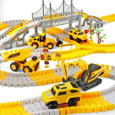 276pcs Construction Toys Race Tracks Toys for Boys 3-6 Years Kids Toys 5 PCS Construction Car and Flexible Track Playset