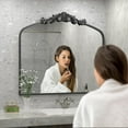 Apmir 36x24 Inch Baroque Arched Wall Mirror Metal Framed Vintage ...