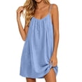 thumbnail image 4 of Backless Cami Dress for Women Linen Open Back House Lounge Loose Dresses Spaghetti Strap Summer Beach Flowy Sundress, 4 of 7