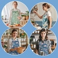 thumbnail image 6 of Apron for Women with Pockets, 3 Pcs Floral Print Canvas Apron with Adjustable Neck Strap for Cooking, Baking, Gardening, Crafts, 6 of 7