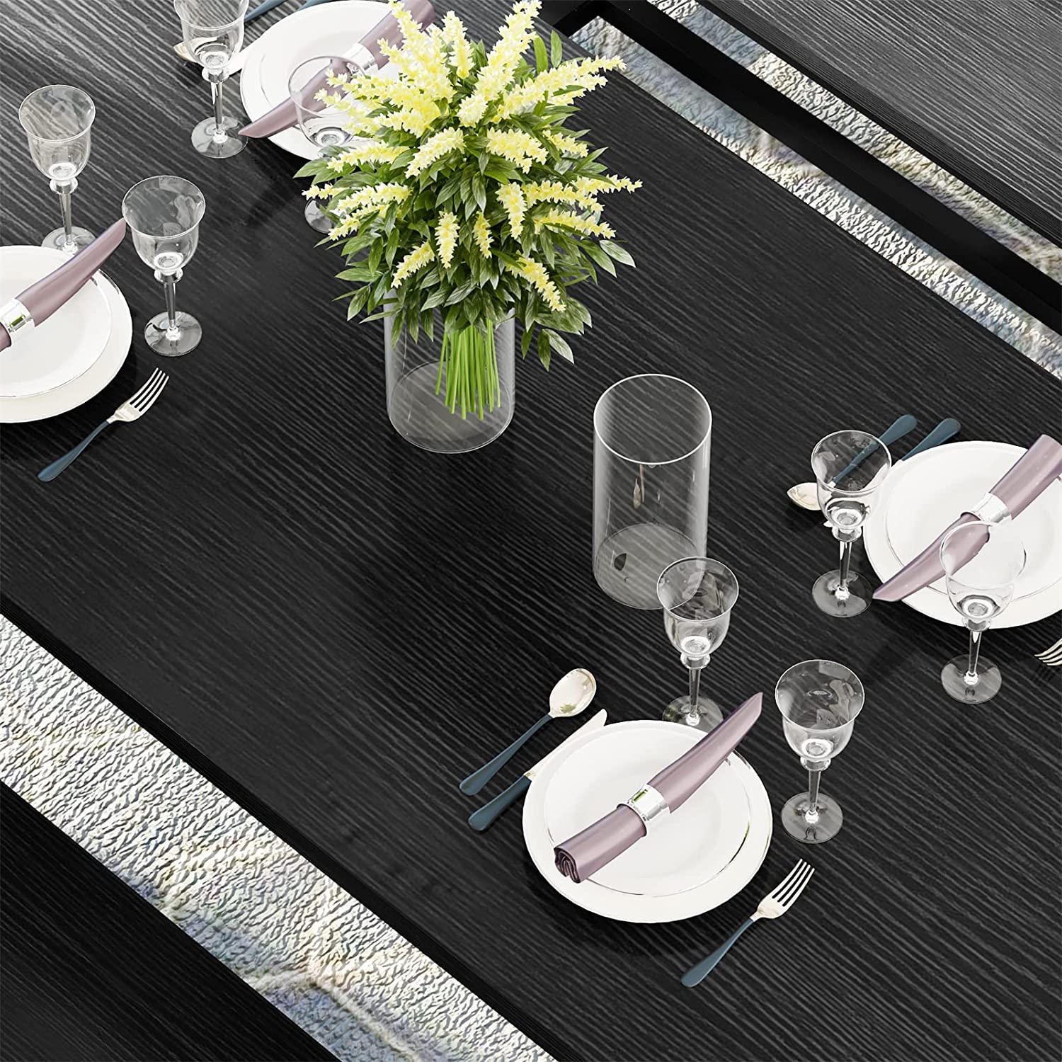 LinkRomat 47 Inch Dining Table Set for 4, 5 Piece Kitchen Table and Chairs Set, Compact Dining Room Table Set for Home or Apartment