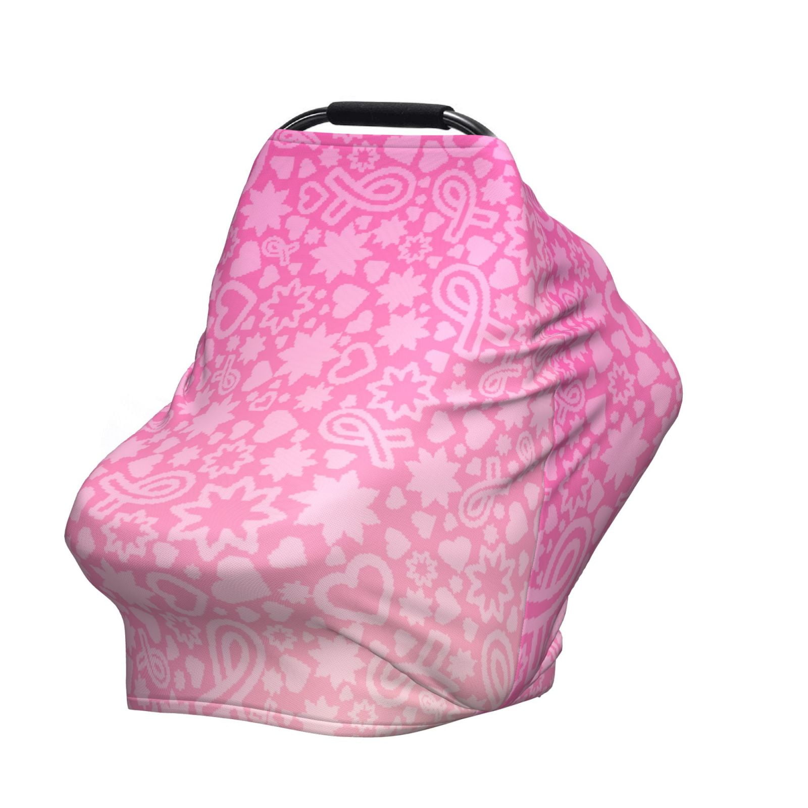 Fotbe Breast CancerN Ribbons Awareness Pattern Car Seat Covers for Babies, Nursing Breastfeeding Cover Infant Carseat Canopy, Soft Stretchy Carrier Cover
