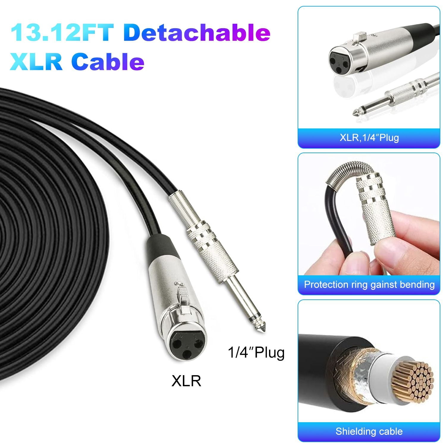 Handheld Dynamic Microphone, Wired XLR Microphone with On/Off Switch 13ft Detachable XLR Cable Professional Studio & Live Performance Cardioid Mic for for Karaoke Vocals Podcasting Recording