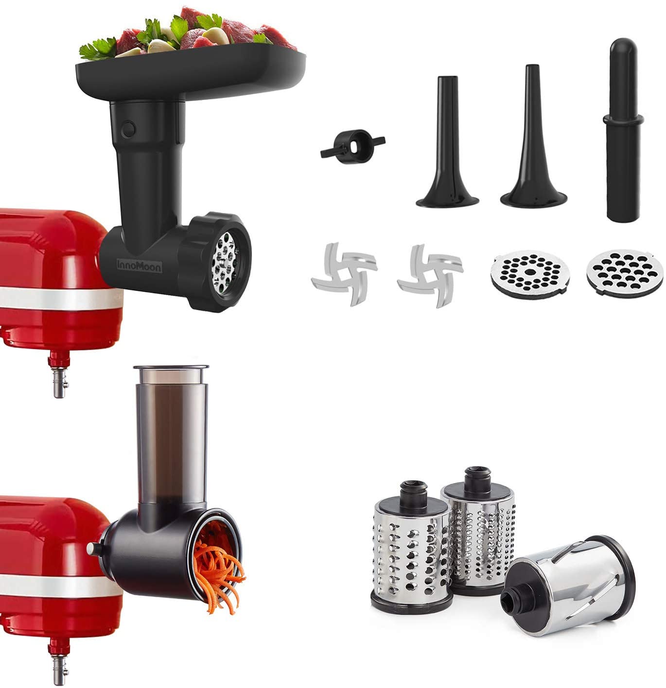 InnoMoon Meat Grinder & Slicer Shredder Set for KitchenAid Stand Mixer