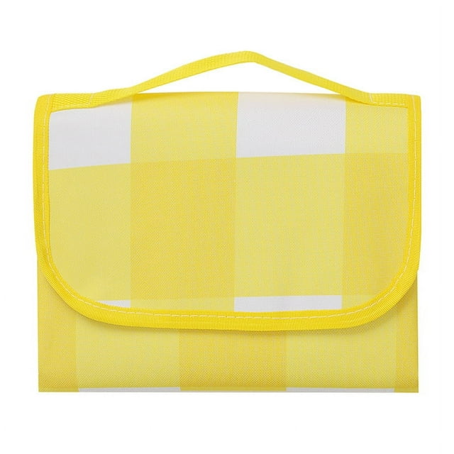 Manta de picnic estilo nórdico a cuadros de tela Oxford gruesa, plegable, para exteriores, para varios jugadores, color amarillo, 150 x 200 cm/59,1 x 78,7 pulgadas