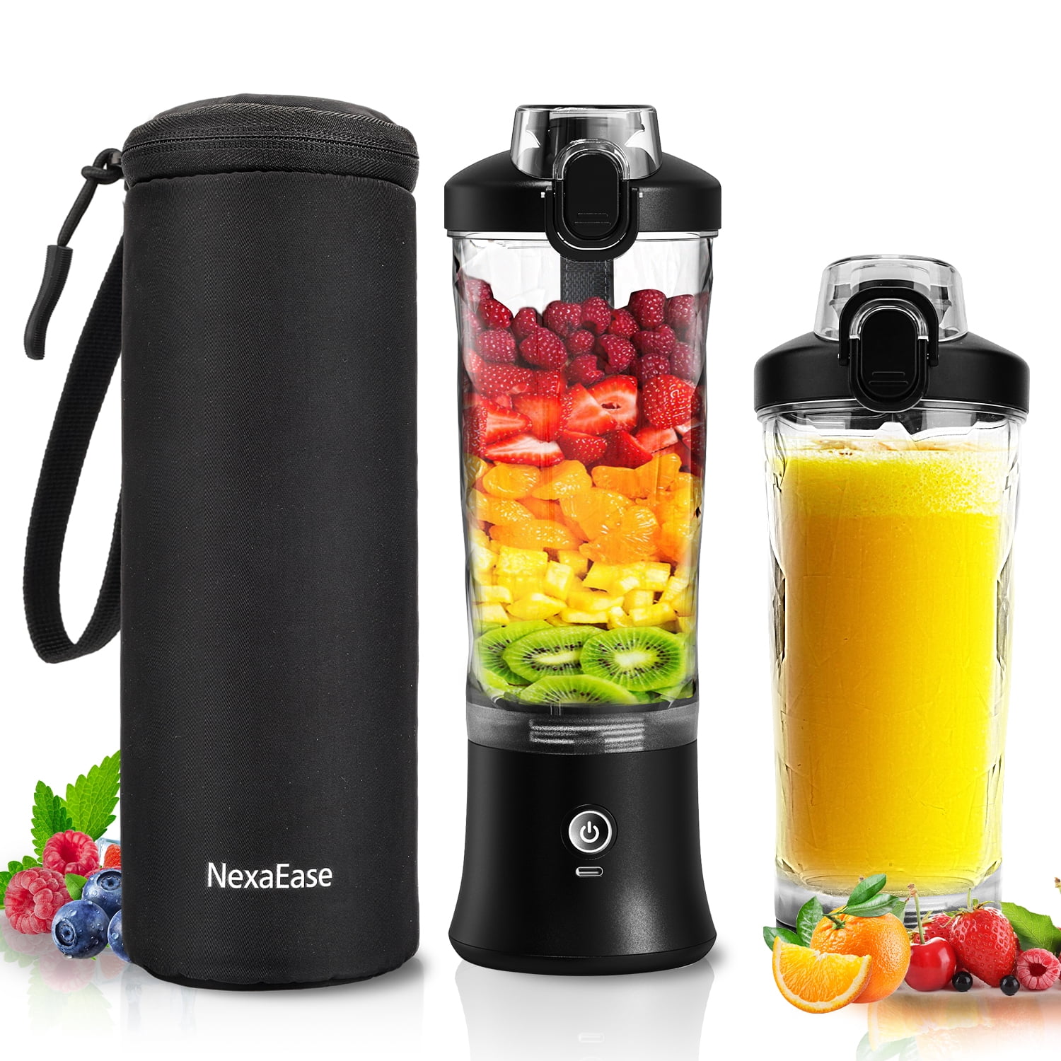 Portable Blender Personal Juicer for Shakes and Smoothies - 20 OZ Electric Protein Shaker Bottle with Insulated Sleeve, Travel Lid, USB-C Rechargeable - Mini Small Blender Cup for Kitchen,Office,Gym