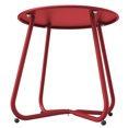 thumbnail image 6 of ROSVOVO 18-Inch Outdoor Round Side Table - Rust-Proof Metal Accent Table with Adjustable Feet for Patio, Porch, Balcony, Red, 6 of 8