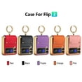 thumbnail image 5 of Fashion Ring Holder Case Compatible for Samsung Galaxy Z Flip 4 5g Case 2022, Shockproof PU Leather Cover Hand Strap Protective Stand Flip Phone Case for Samsung Flip 4 Case, 5 of 9