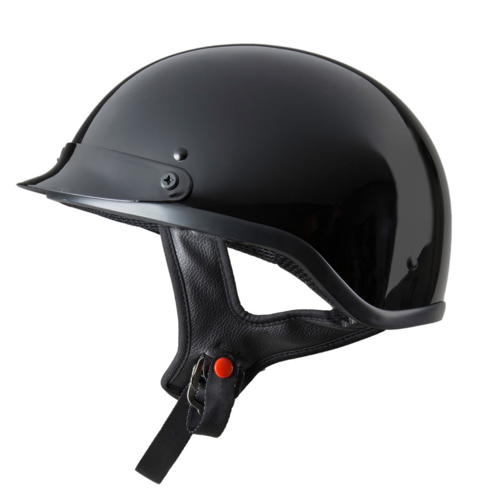 Raider Motorcycle Half Helmet DOT Approved / Gloss Black, Sizes S XL