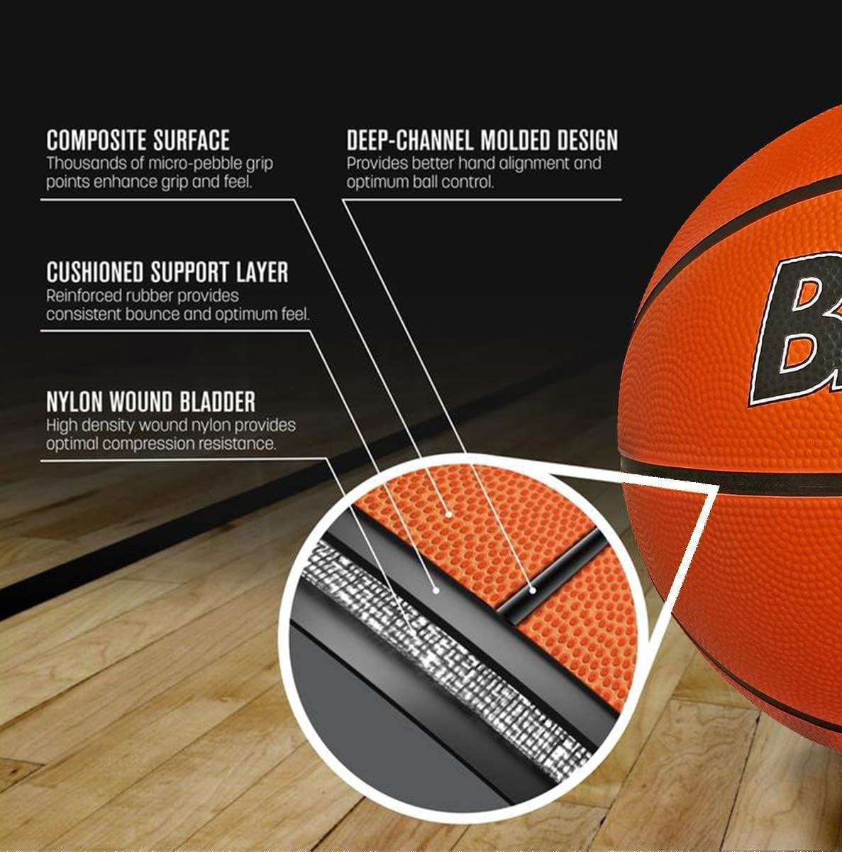 Biggz Orange Basketball size 6 (6 pack) with (1) Hand Pump