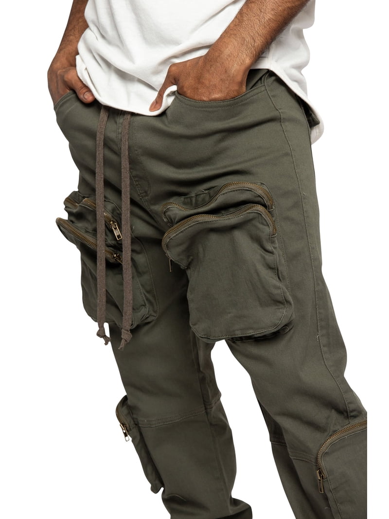 Victorious Men's Multiple Cargo Pocket Jogger Pants, 97% Cotton, 3