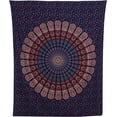 thumbnail image 4 of Bless International Indian hippie Bohemian Psychedelic Golden Blue Peacock Mandala Wall hanging Bedding Tapestry (Midnight Blue, King (88x104Inches)(225x265Cms)), 4 of 4