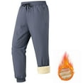 thumbnail image 2 of Men's Winter Fleece-Lined Waterproof Athletic Pants - Straight/Tapered Leg Joggers, Warm Thermal Sherpa-Lined Bottoms with Zipper Pockets for Running/Hiking/Casual, 2 of 5