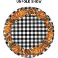 thumbnail image 4 of Fall Tablecloth Round 60 Inch, Autumn Black Buffalo Plaid Checked Pumpkin Table Cloth Wrinkle Resistant Thanksgiving Table Cover for Home Kitchen Dining Holiday, 4 of 6