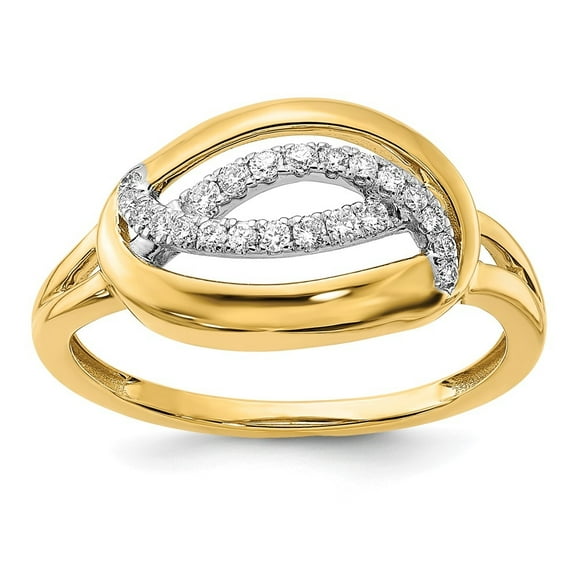Auriga Fine Jewelry 14K Yellow Gold Polished Diamond Oval Ring for Women Size 7