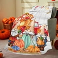 thumbnail image 4 of Flannel Pumpkin Pet Blanket - Lightweight Halloween Thanksgiving Throw Soft Cozy Sofa Cover for Small Dogs Cats Dwarf Doll Decor(B), 4 of 6