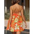 thumbnail image 3 of Women Boho Floral Print Spaghetti‑Strap Cami Mini Dress, Flowy Backless Sling Short Sundress, Casual Summer Beach Party Dress, 3 of 4