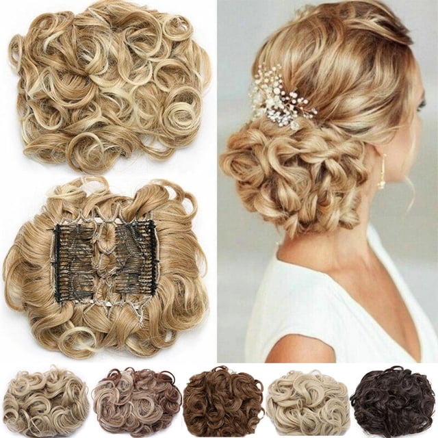 Paquete de peluca de pelo con forma de flor y peine de acero grande, peluca esponjosa con microrollos y cabeza de bola