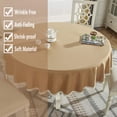 thumbnail image 4 of Heavy Weight Cotton Linen Tablecloth Lace Round Table Cloth for Kitchen Dining Room Tabletop Decoration, 70" - Round, Brown, 4 of 6