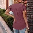 thumbnail image 4 of Womens Ruffle Pleated Summer Tops, Short Sleeve Shirts for Women Casual Loose Fit Solid Color Crewneck T-Shirts, 4 of 6