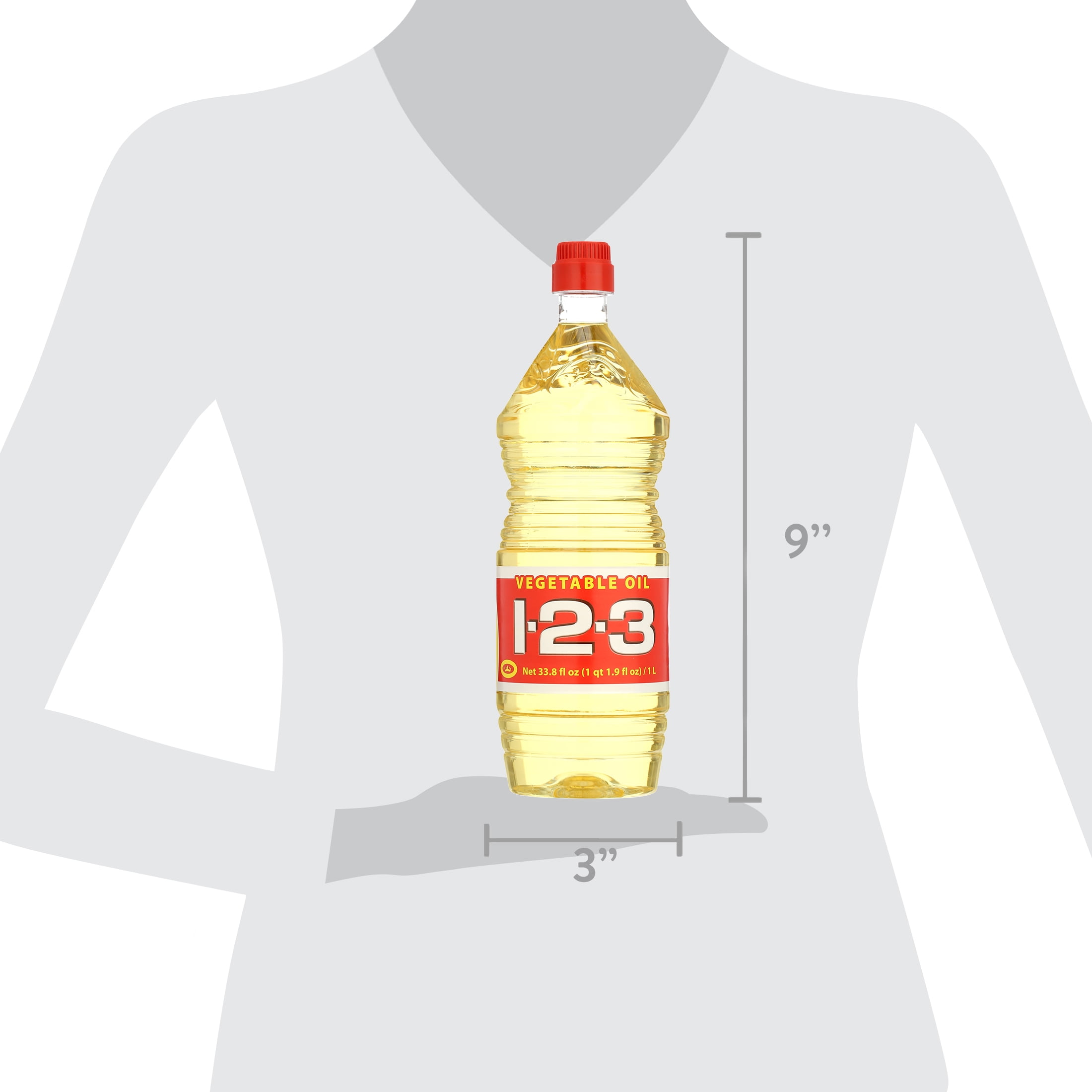 1-2-3 Vegetable Oil, All Purpose Cooking Oil for Frying and Baking, 33.8 fl oz
