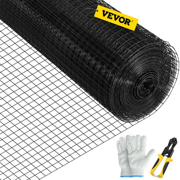 Vevor Hardware Cloth, 24 X 50' & 1X1 Mesh Size, Galvanized Steel Vinyl Coated 16 Gauge Welded Wire, W/A Cutting Plier & A Pair Of Fabric Gloves, Fo