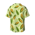 thumbnail image 6 of Lsque Fresh Corn print Men's Cuban Collar Short Sleeve Shirt Summer Beachwear Casual Button Down Fashionable Vacation Leisure Shirt-4X-Large, 6 of 7