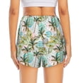 thumbnail image 3 of Picia Watercolor Palm Tree Pattern Women's 2 in 1 Athletic Running Shorts High Waisted Workout Casual Gym Sweat Shorts with Comfy Liner Zipper Pockets-Medium, 3 of 9