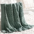 thumbnail image 5 of Carriediosa Cable Knit Throw Blanket Farmhouse Decor for Couch Chair Bed Sofa, 60" x 80" Sage Green, 5 of 6