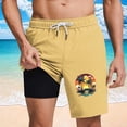 thumbnail image 2 of XUNKUSGA Shorts for Men 2 In 1 Quick Dry Workout Shorts Classic Anti-Chafe Beach Shorts with Pockets and Mesh Lining Casual Drawstring Elastic Waist Board Shorts Men's Yellow, 2 of 6