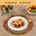 thumbnail image 4 of Orange Boho Round 13 Inch Placemats Set of 6, Country Vintage Ethnic Abstract Geometric HeatResistant Non Slip Place Mats for Dining Table, Wipeable Braided Kitchen Table Mats for Housewarming, 4 of 9