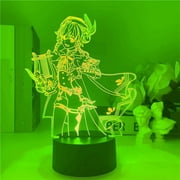 TYOMOYT Night Light for Kids Led Genshin Impact Venti Lamp 3D Illusion Night Lamp Home Room Decor Upward Lighting Acrylic LED Light Xmas Gift