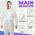 thumbnail image 5 of White Disposable Coveralls, Liquid Proof SMS 60 GSM Hazmat Suit, Large, 5 of 8