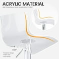 thumbnail image 6 of Acrylic Bar Stools with Back, Stylish Modern Adjustable Swivel Counter Height Bar Chairs, Armless Transparent Seat Metal Barstools for Kitchen Island, Dining Room, or Pub (Clear), 6 of 10
