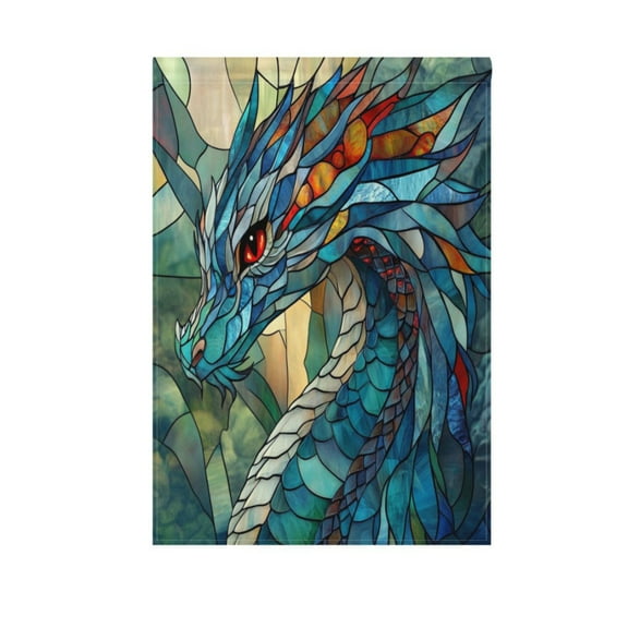 Stained Glass Dragon Garden Flag Double Sided Outdoor Banners Yard Flags for Garden Home Holiday Decorations