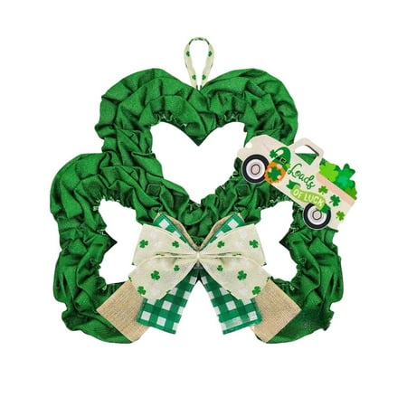 Linxiam Wreath Irish Day Ribbon Garland Decoration St. Patric K s Day Wooden Sign Car Garland Wall Hanging for Home & Garden Green One Size