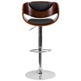 thumbnail image 4 of Walnut Bentwood Adjustable Height Barstool with Black Vinyl Seat, 4 of 4