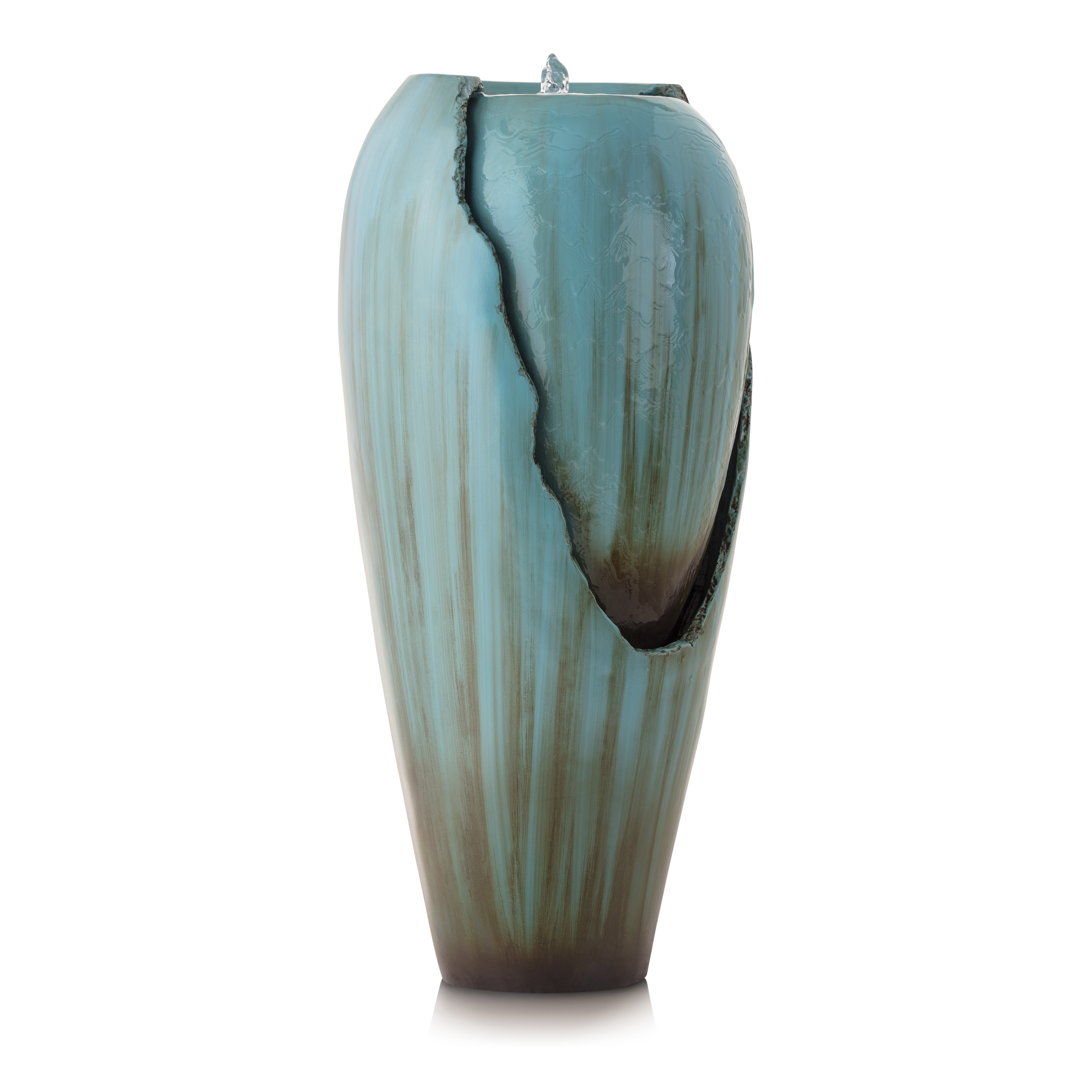Alpine Corporation - 33" Tall Outdoor Antique Jar Water Fountain with LED Lights, Vintage Light Waterfall – Relaxing Garden Fountain for Patio, Deck, or Yard (Turquoise)