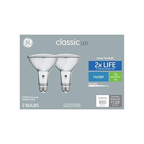 GE Classic 2-Pack 75 W Equivalent Dimmable Daylight Par30 Longneck LED Light Fixture Light Bulbs