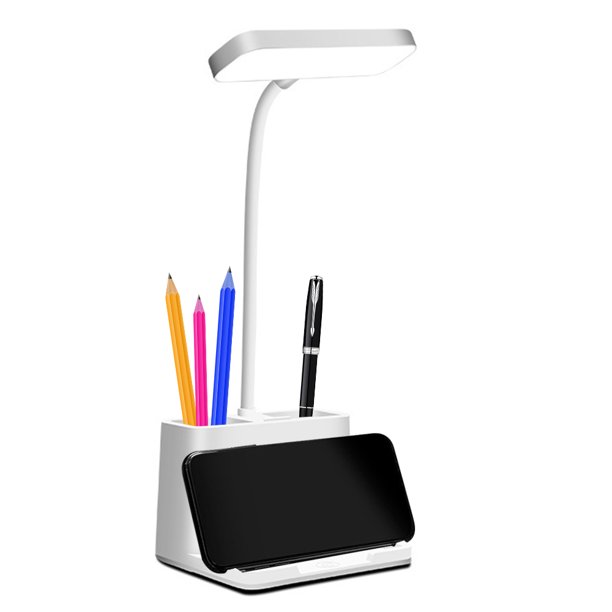 Muyoka Lámpara de escritorio LED Lámpara de mesita de noche Lámpara de escritorio recargable con portalápices Control táctil Lámpara de mesa para el cuidado de los ojos Lámpara de lectura de cuello de Muyoka Hogar